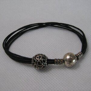 Pandora 5 Strand Rope Bracelet & Open Work Heart Lattice Bead Set